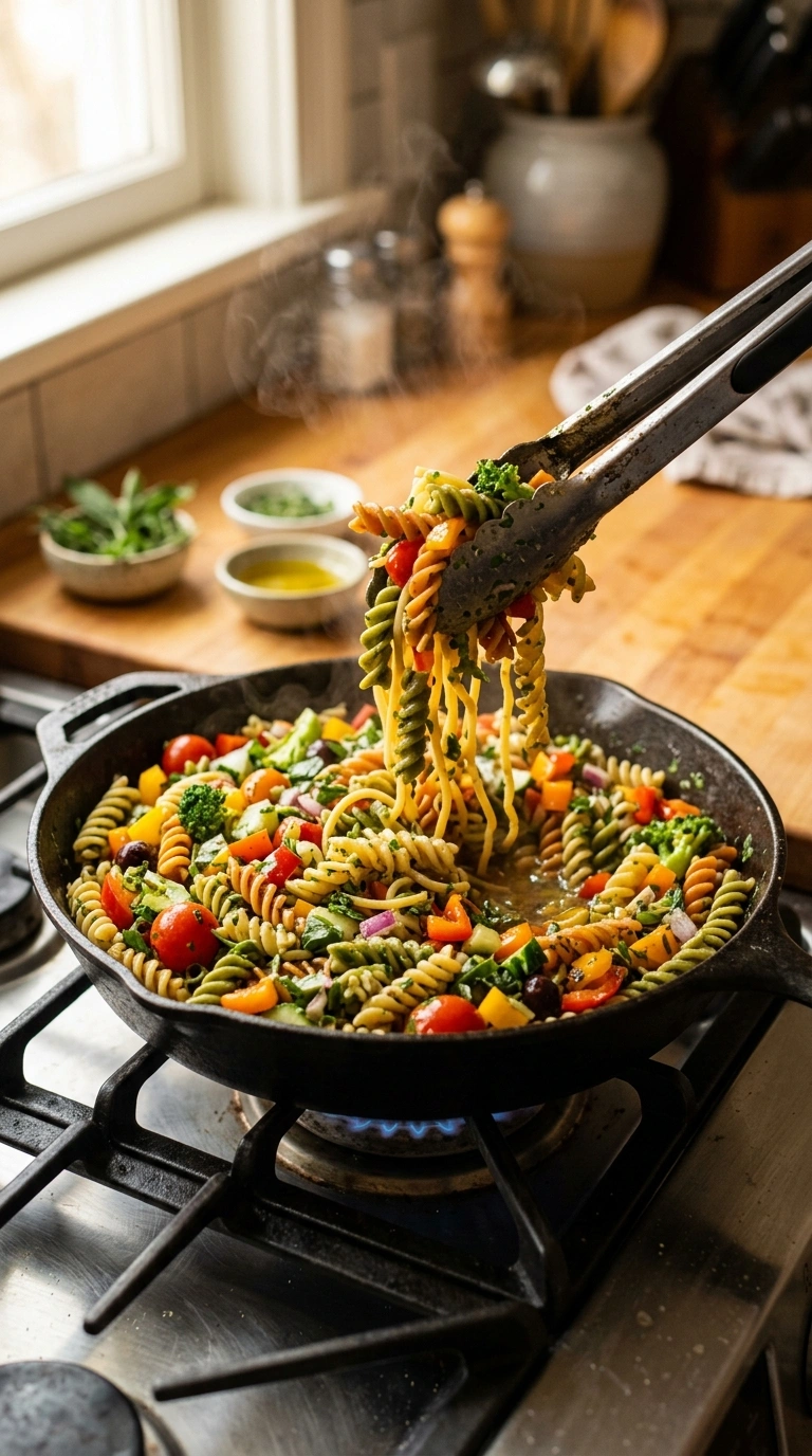 Cooking instructions for cozy pasta salad summer