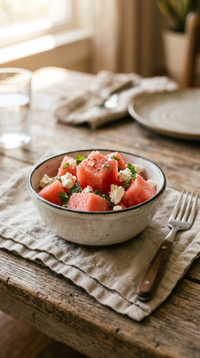 cozy watermelon salad ready to serve