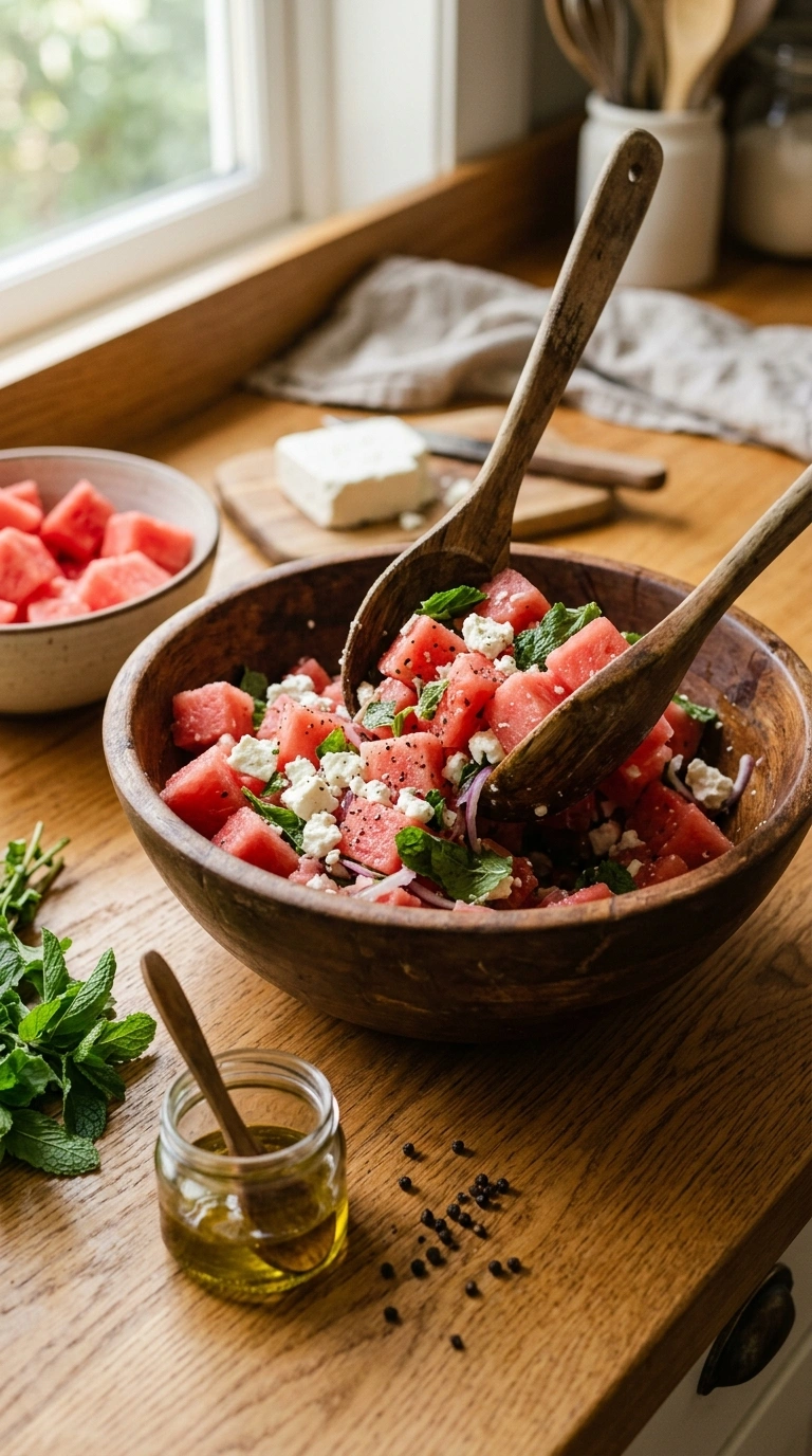 Cooking instructions for cozy watermelon salad