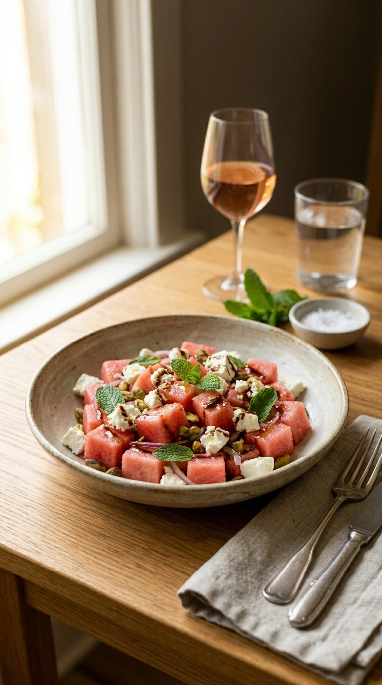 Cozy Watermelon Feta Salad for a Soft Last-Days-of-Summer Side