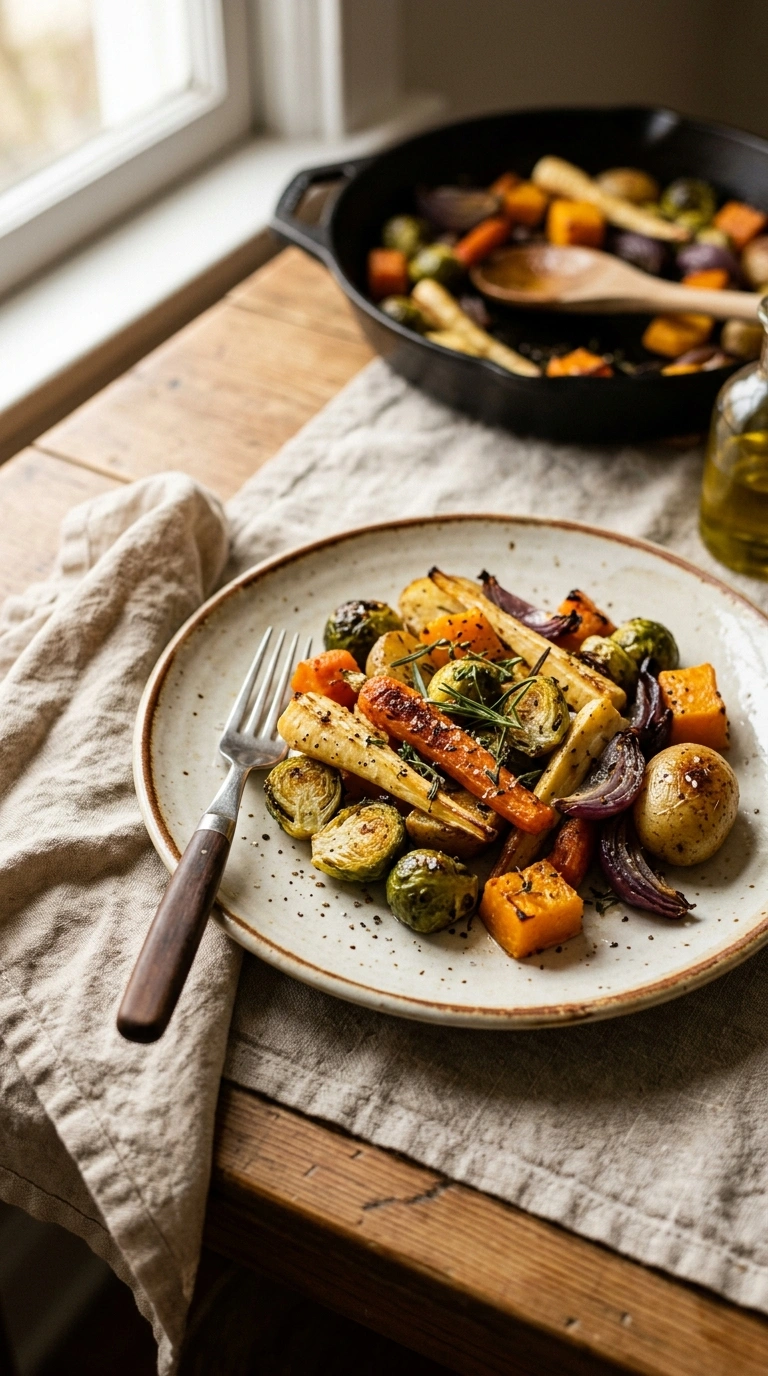cozy roasted veggie side ready to serve