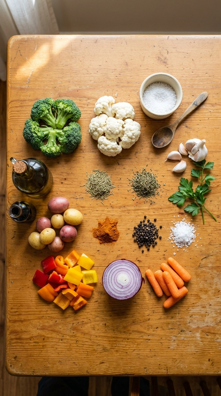 Ingredients for cozy roasted veggie side