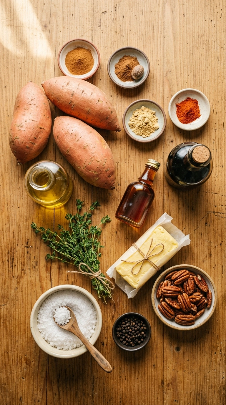 Ingredients for cozy sweet potato side