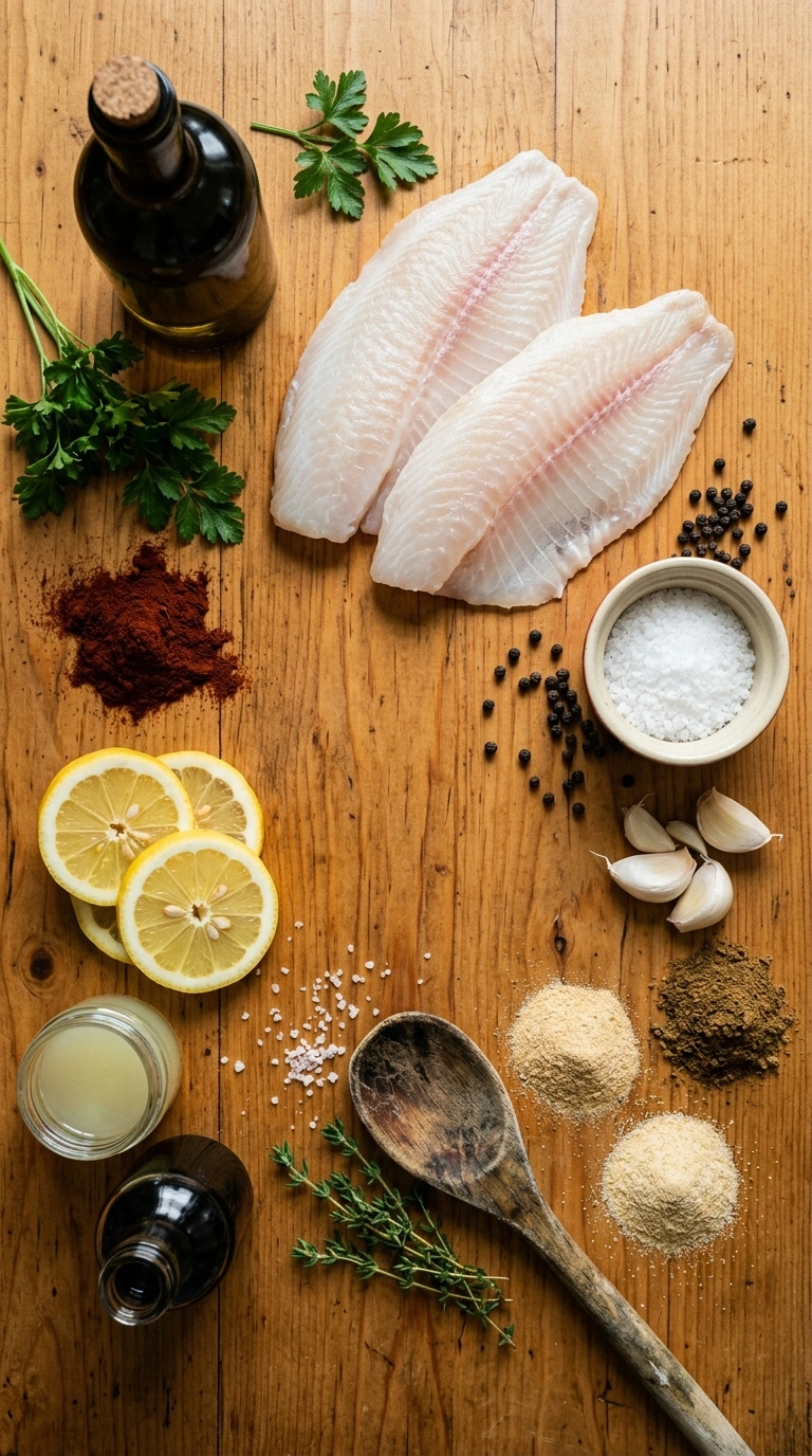 Ingredients for smoky tender grilled tilapia