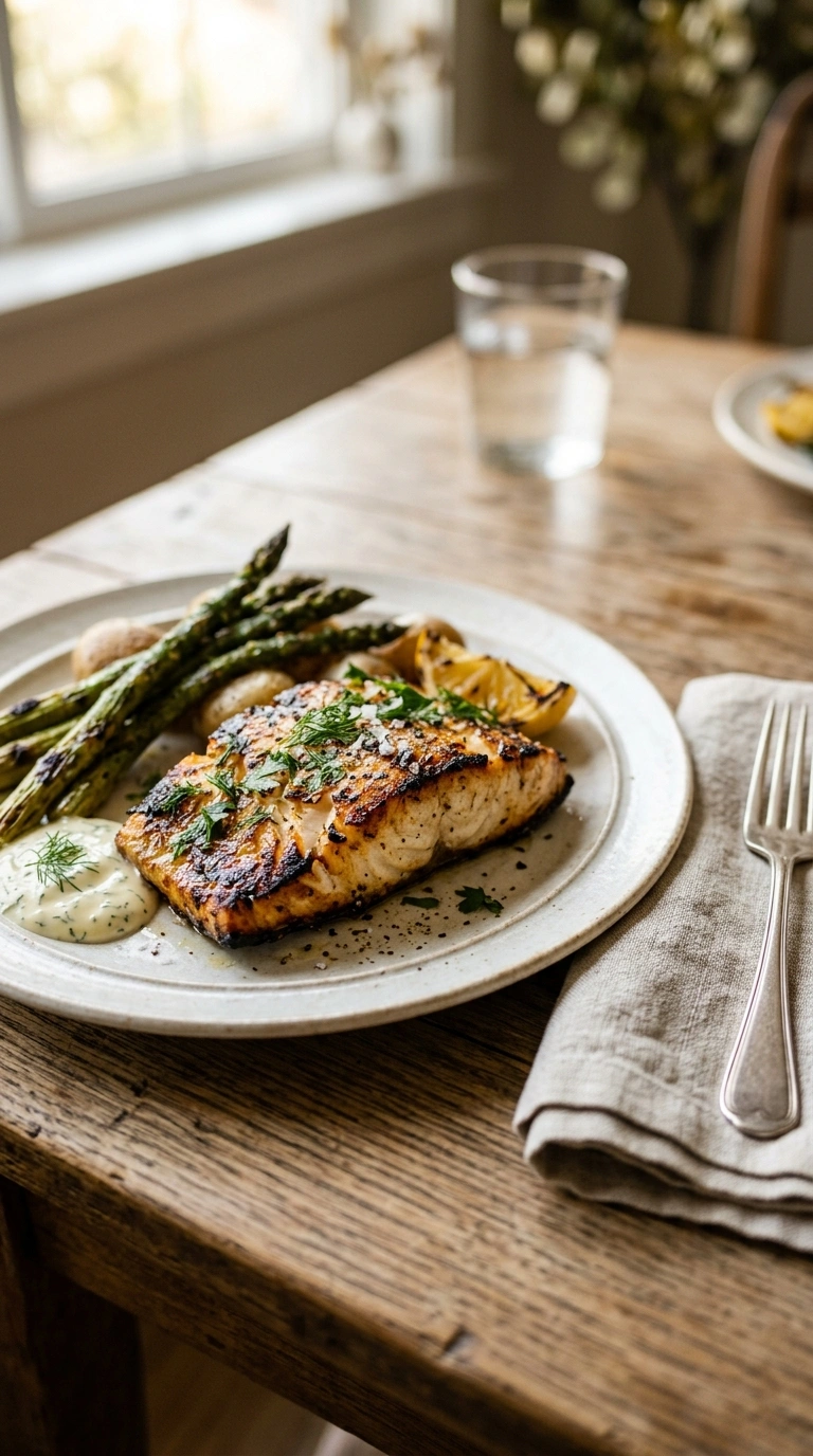 smoky tender grilled halibut ready to serve