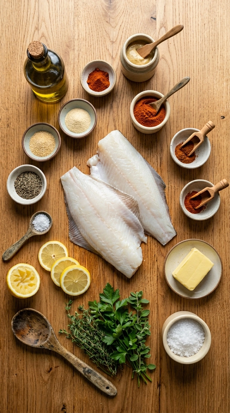 Ingredients for smoky tender grilled halibut