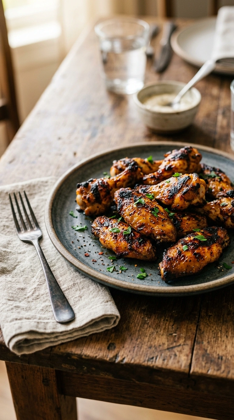 smoky tailgate grilled wings ready to serve