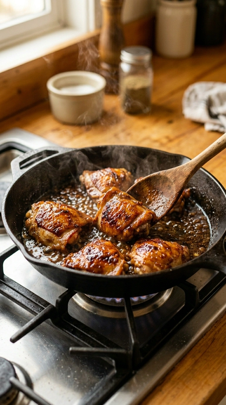 Cooking instructions for sticky tailgate grilled BBQ chicken thighs