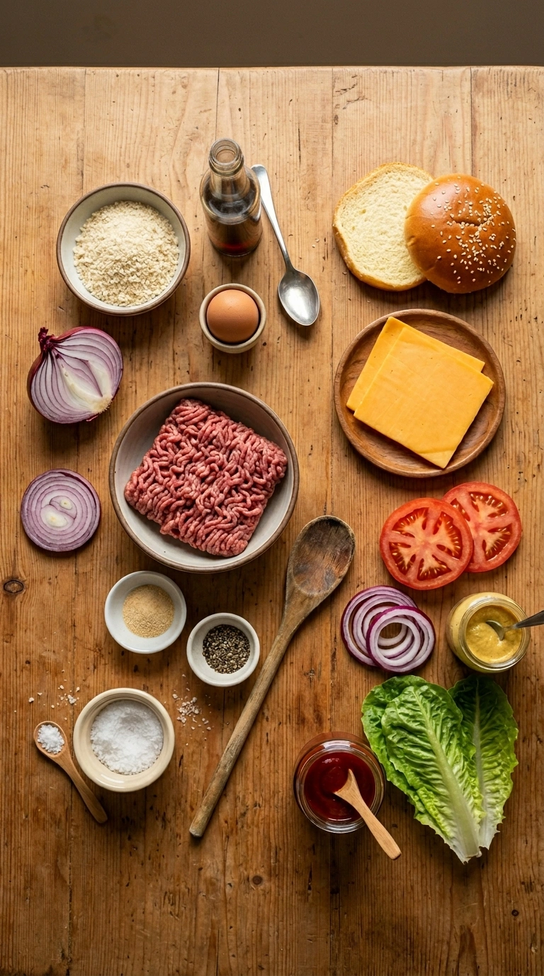 Ingredients for juicy tailgate grilled burgers