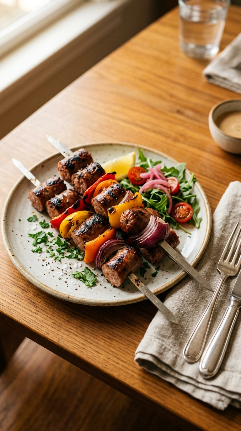 Smoky Tailgate Grilled Chicken Sausage Skewers | 30-Min Football Tailgate