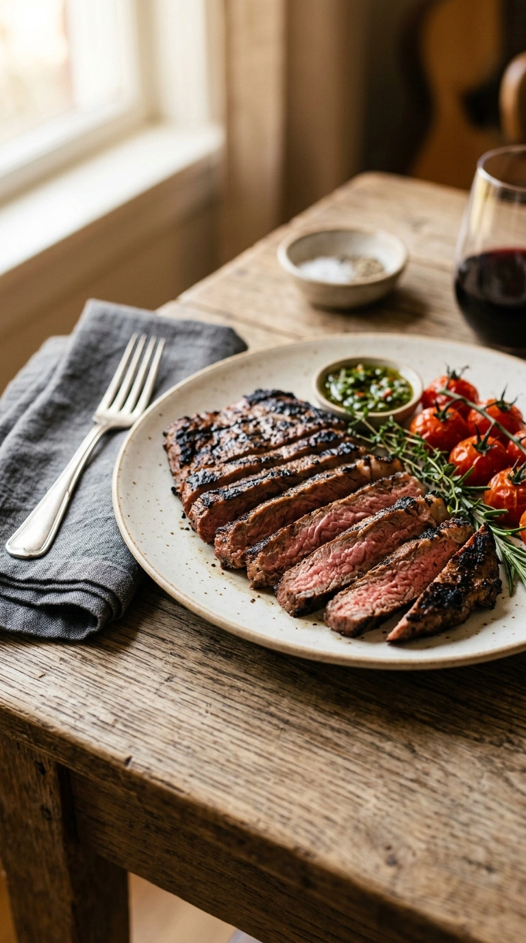 tender labor day grilled flank steak ready to serve