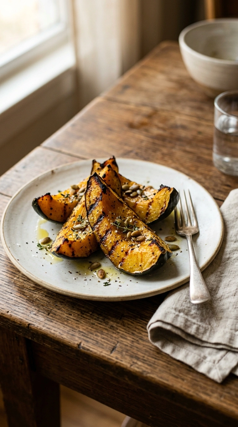 smoky cozy fall grilled butternut squash ready to serve