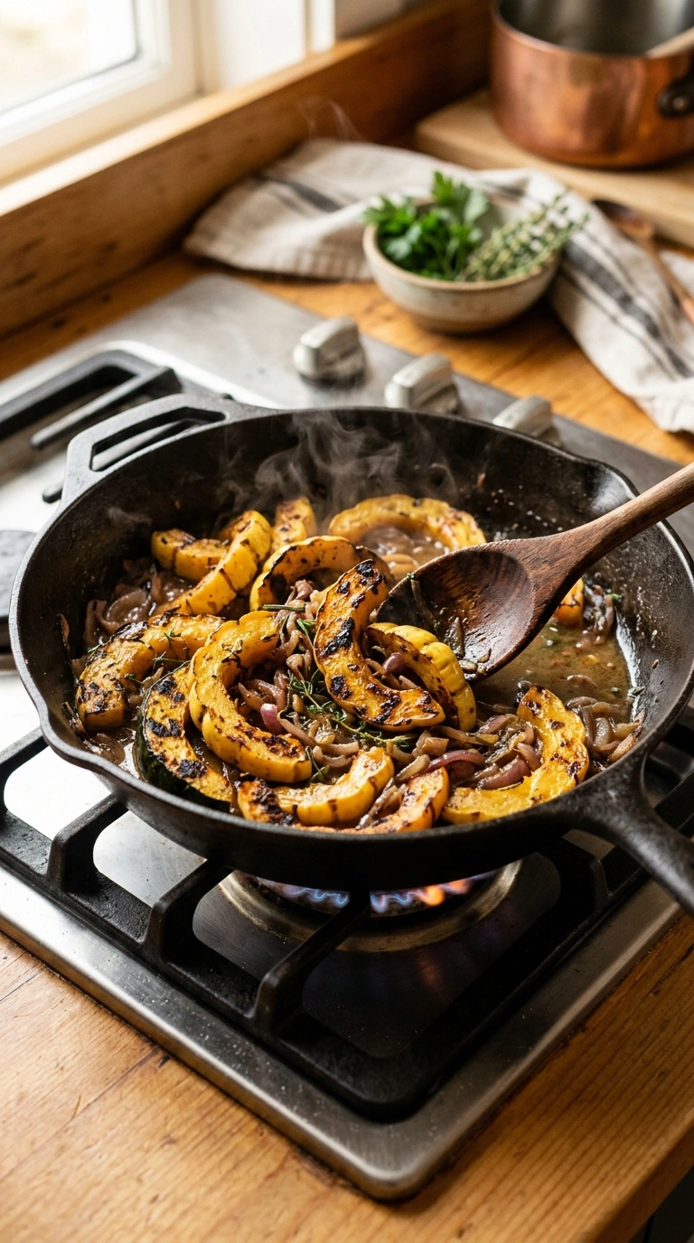 Cooking instructions for smoky cozy fall grilled butternut squash