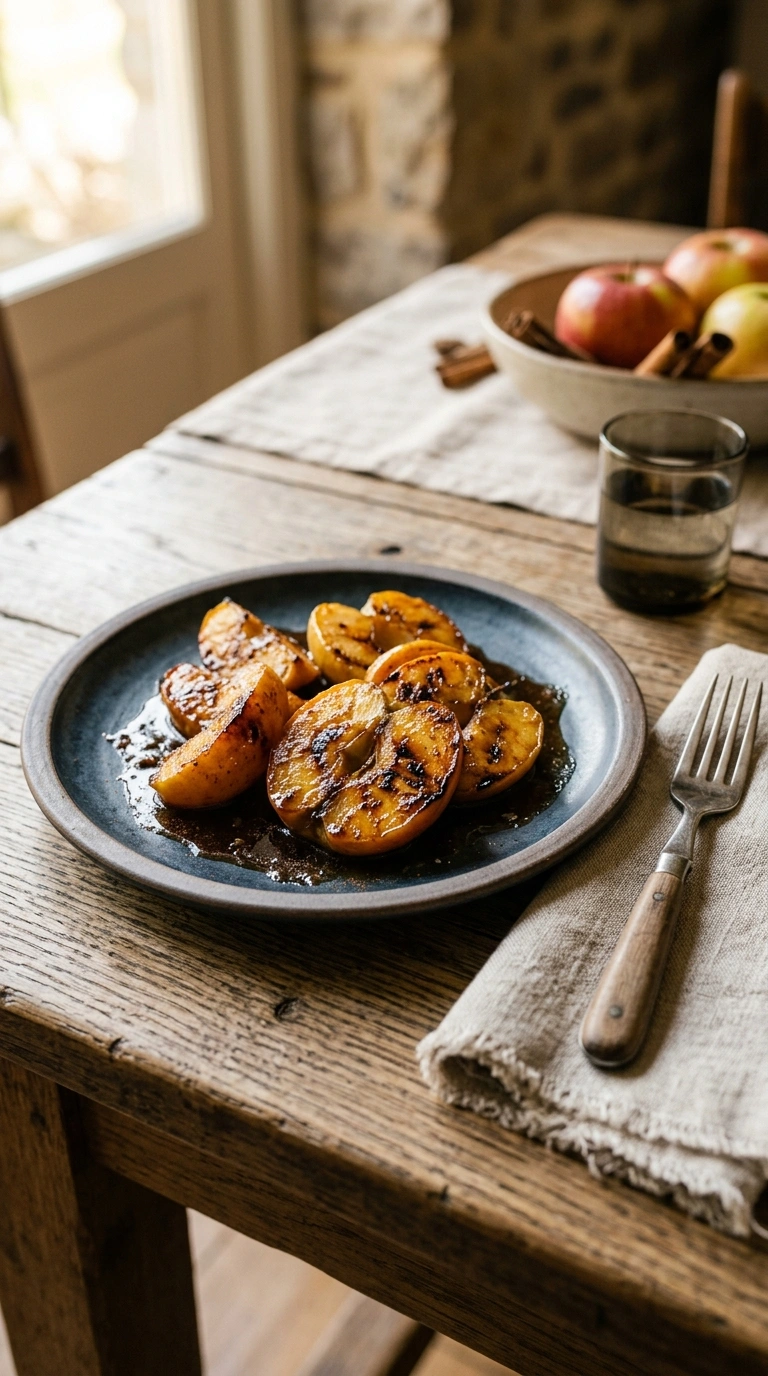 sweet smoky cozy fall grilled apples ready to serve