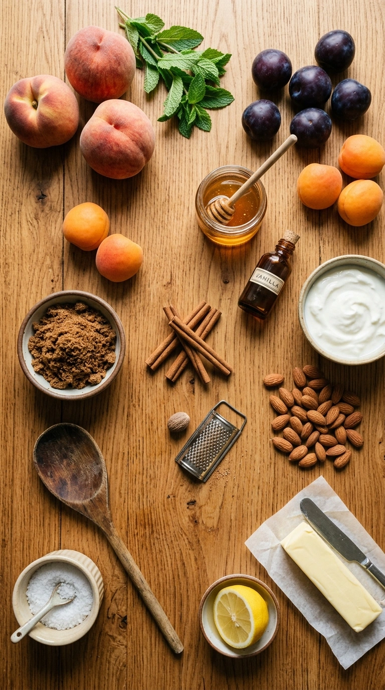 Ingredients for charred cozy fall grilled stone fruit