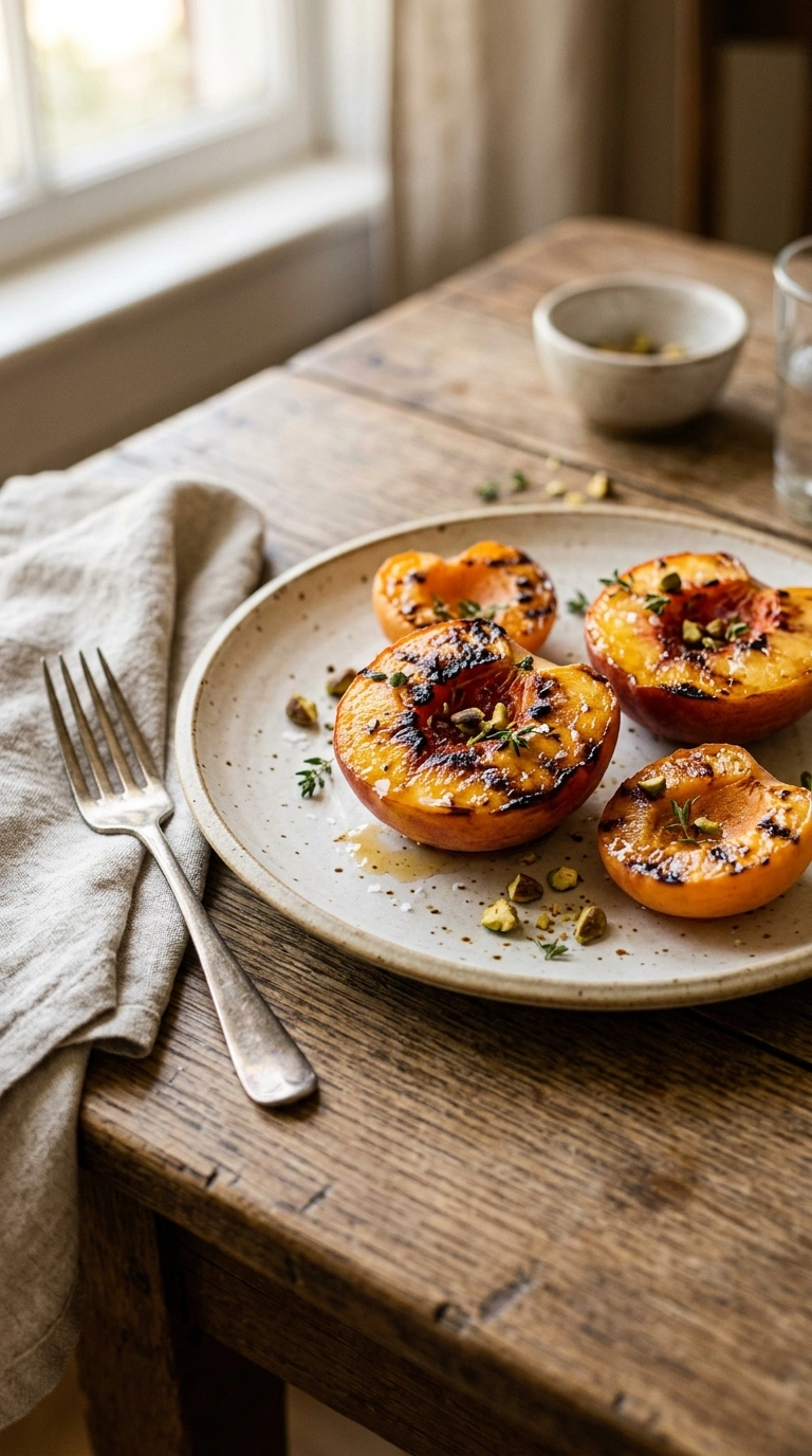 charred cozy fall grilled stone fruit ready to serve
