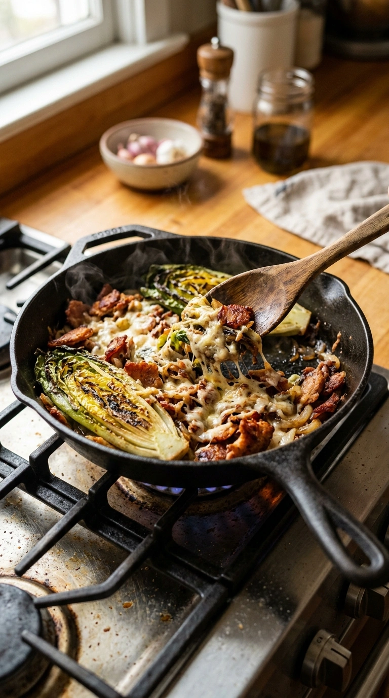 Cooking instructions for charred cozy fall grilled romaine