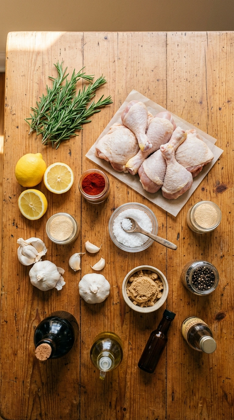 Ingredients for smoky cast iron grilled chicken