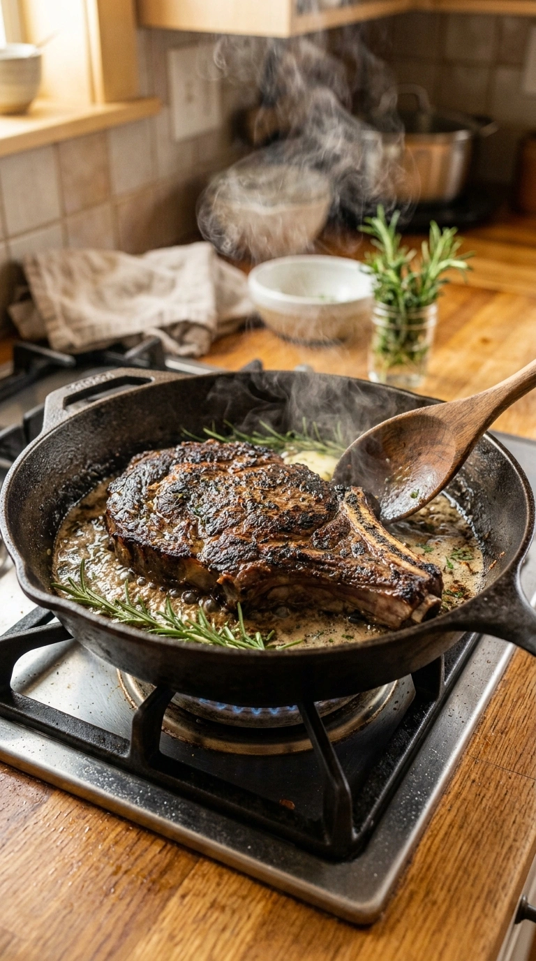 Cooking instructions for smoky grill pan steak