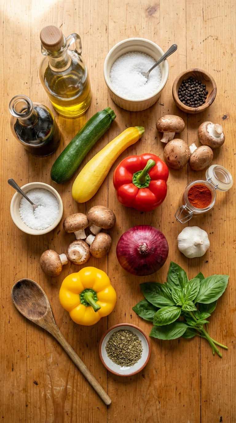 Ingredients for charred grill pan veggies