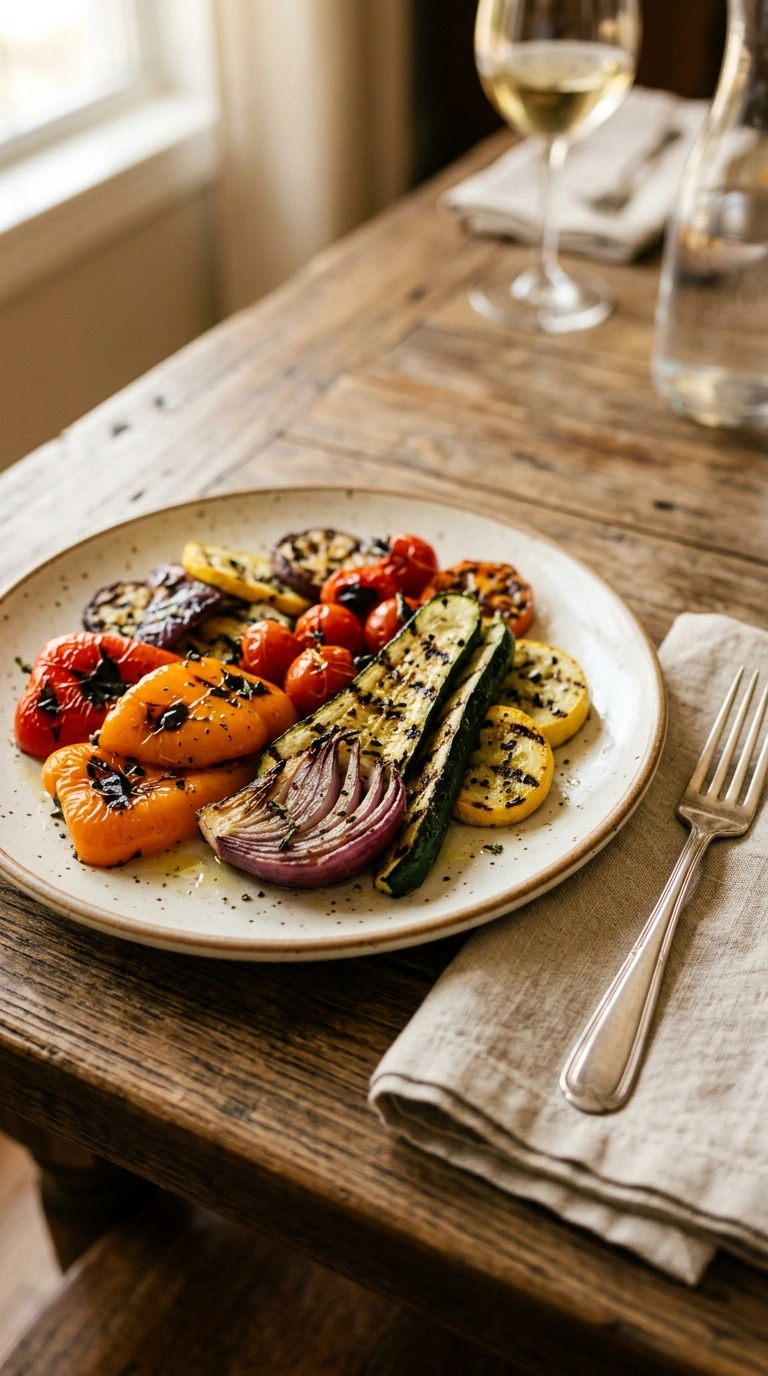 charred grill pan veggies ready to serve