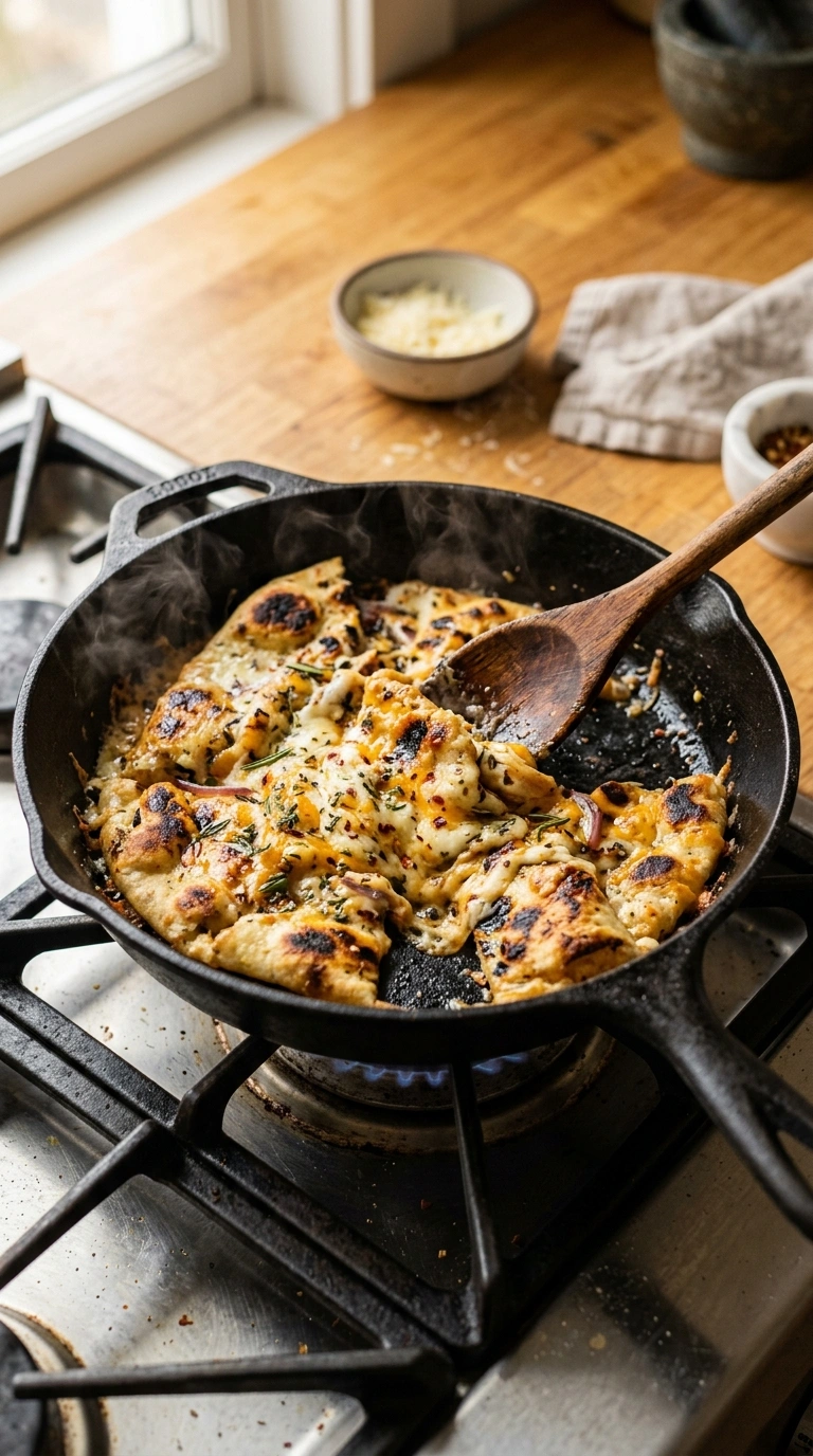 Cooking instructions for smoky grill pan flatbread