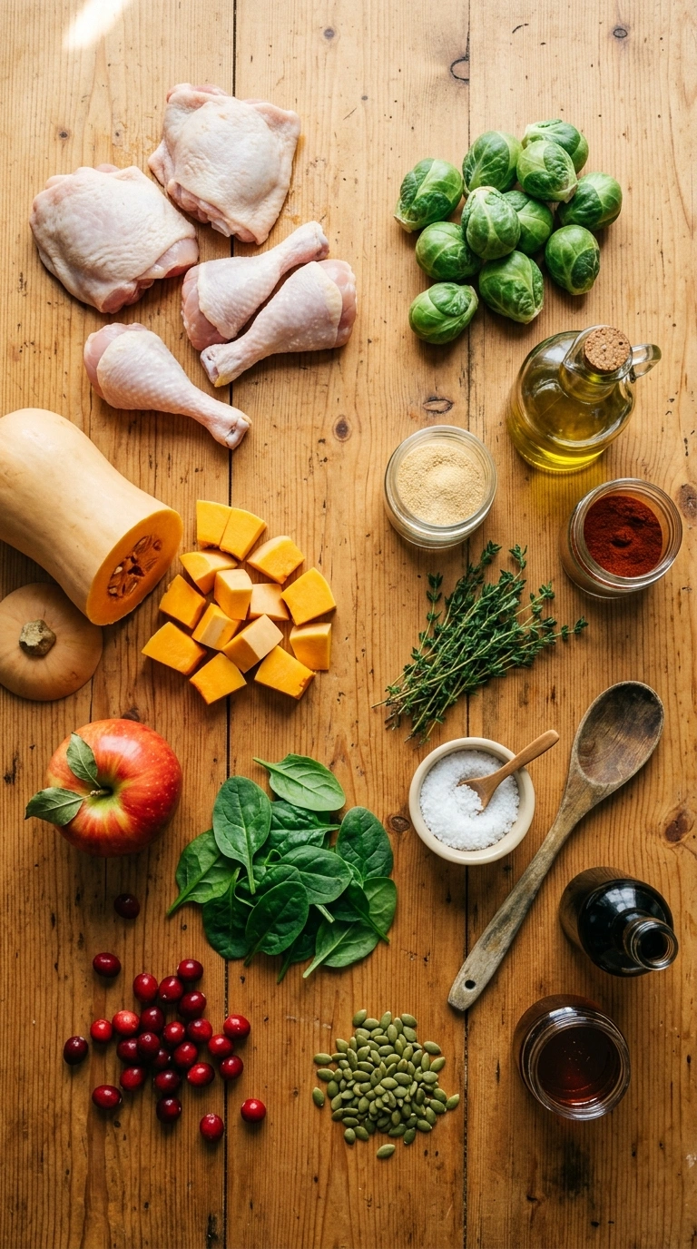 Ingredients for hearty fall chicken bowl