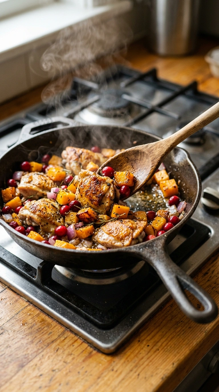 Cooking instructions for savory fall turkey skillet