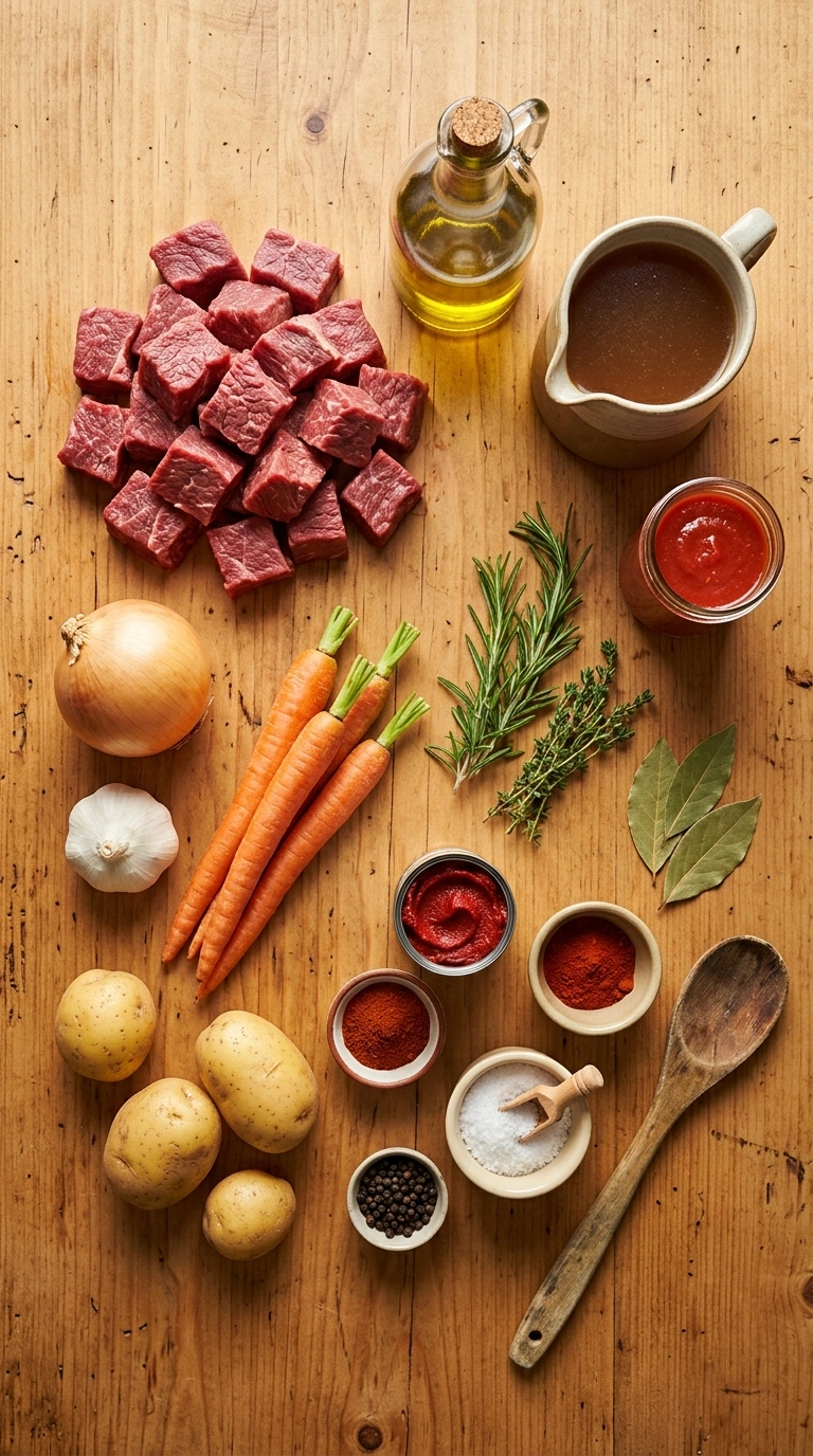 Ingredients for savory fall beef dinner