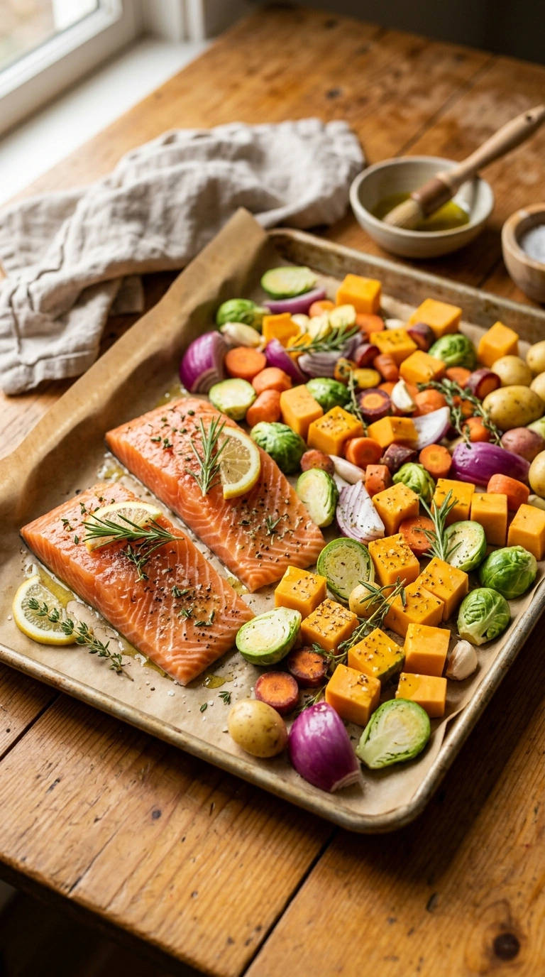Cooking instructions for savory fall salmon dinner