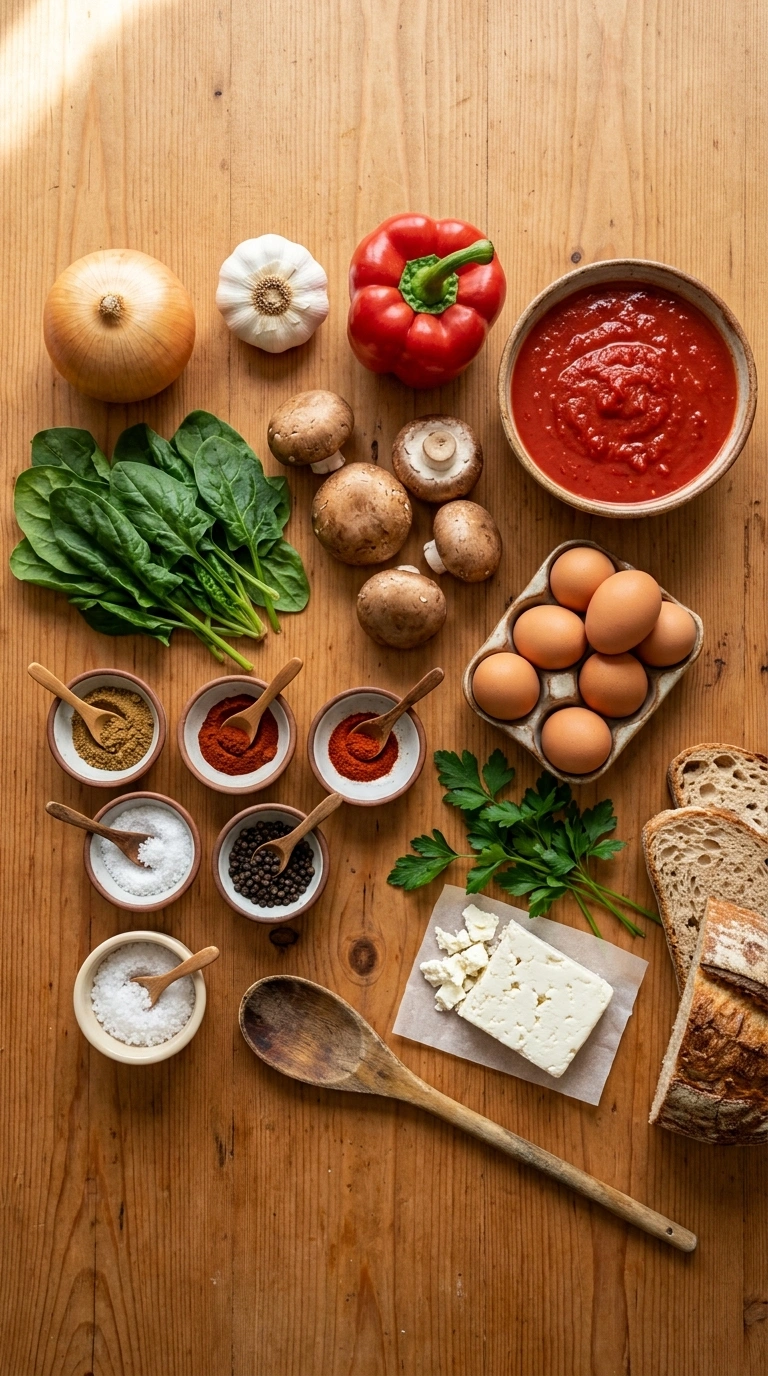 Ingredients for easy cozy fall shakshuka