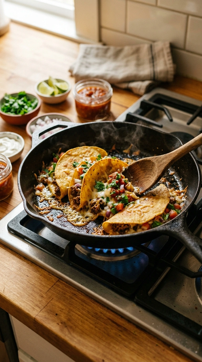 Cooking instructions for cozy 30 min fall taco dinner