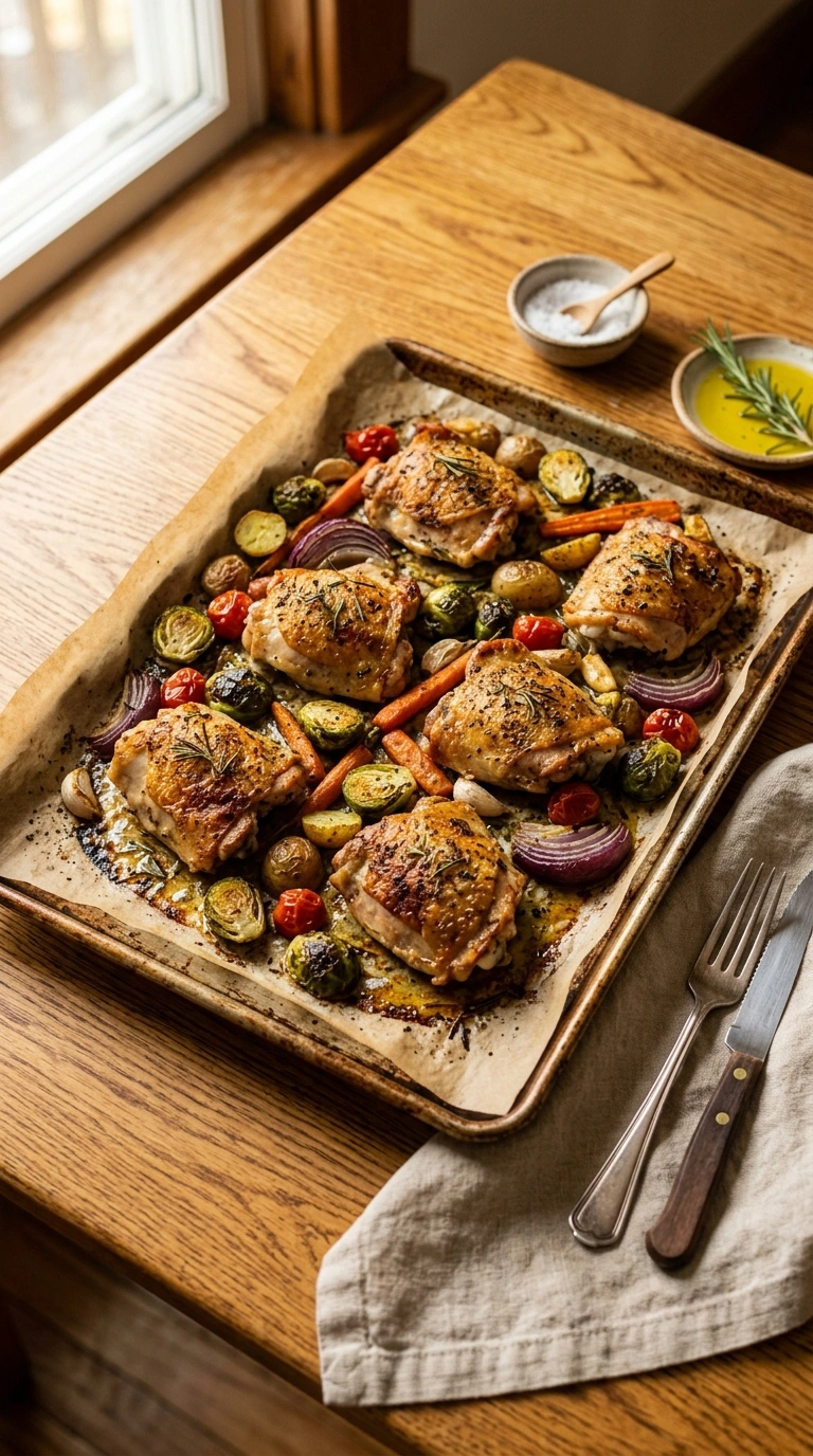 Hearty Savory Baked Chicken Thighs | 30-Min Cozy Fall Family Dinner
