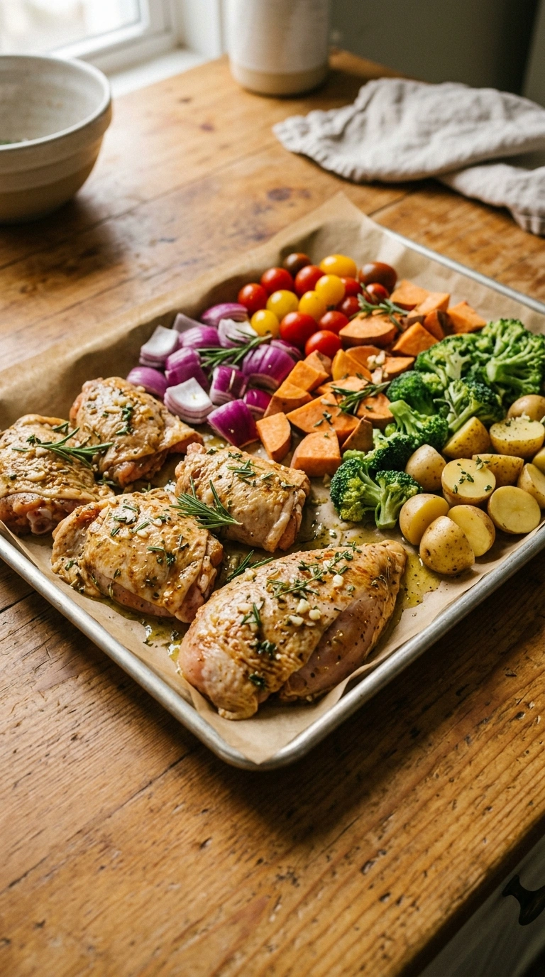 Cooking instructions for hearty savory herb chicken thighs