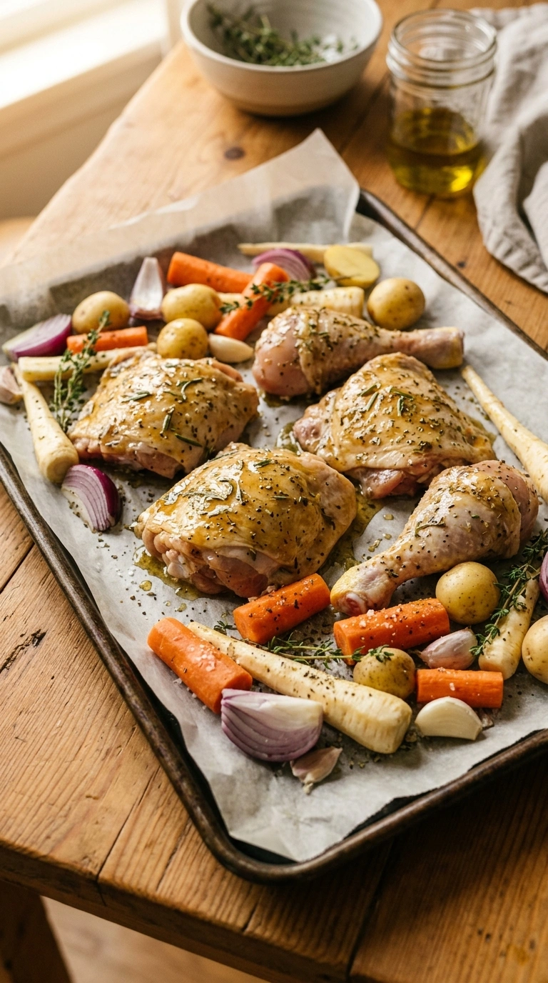Cooking instructions for hearty savory honey chicken thighs