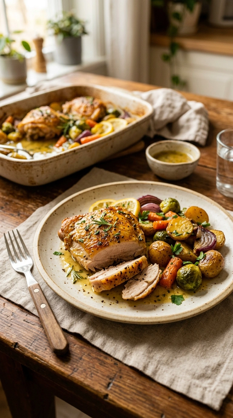 hearty savory lemon chicken thighs ready to serve