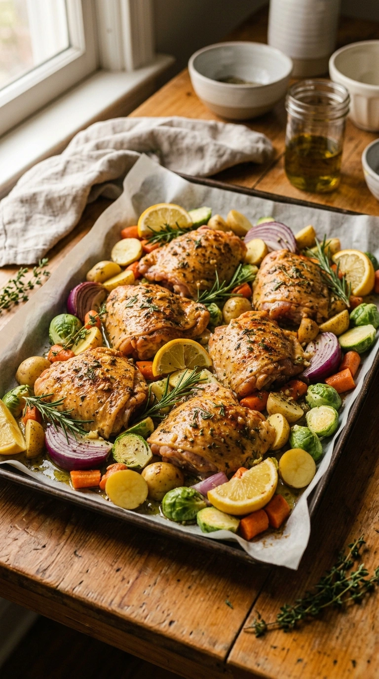 Cooking instructions for hearty savory lemon chicken thighs