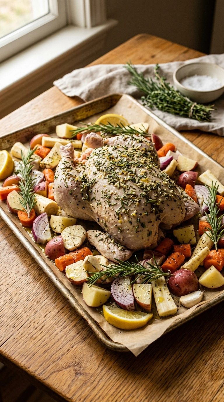 Cooking instructions for cozy herb roasted whole chicken