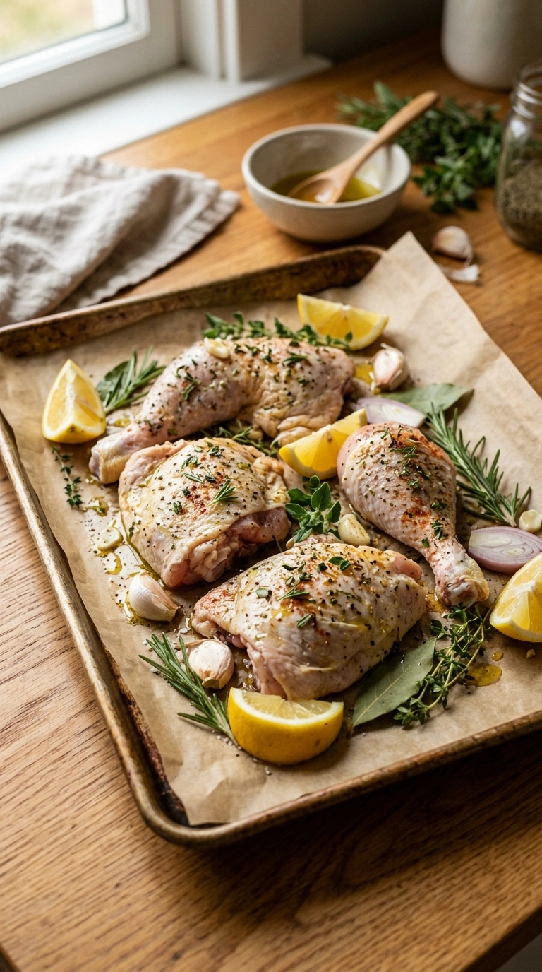 Cooking instructions for cozy lemon roasted whole chicken
