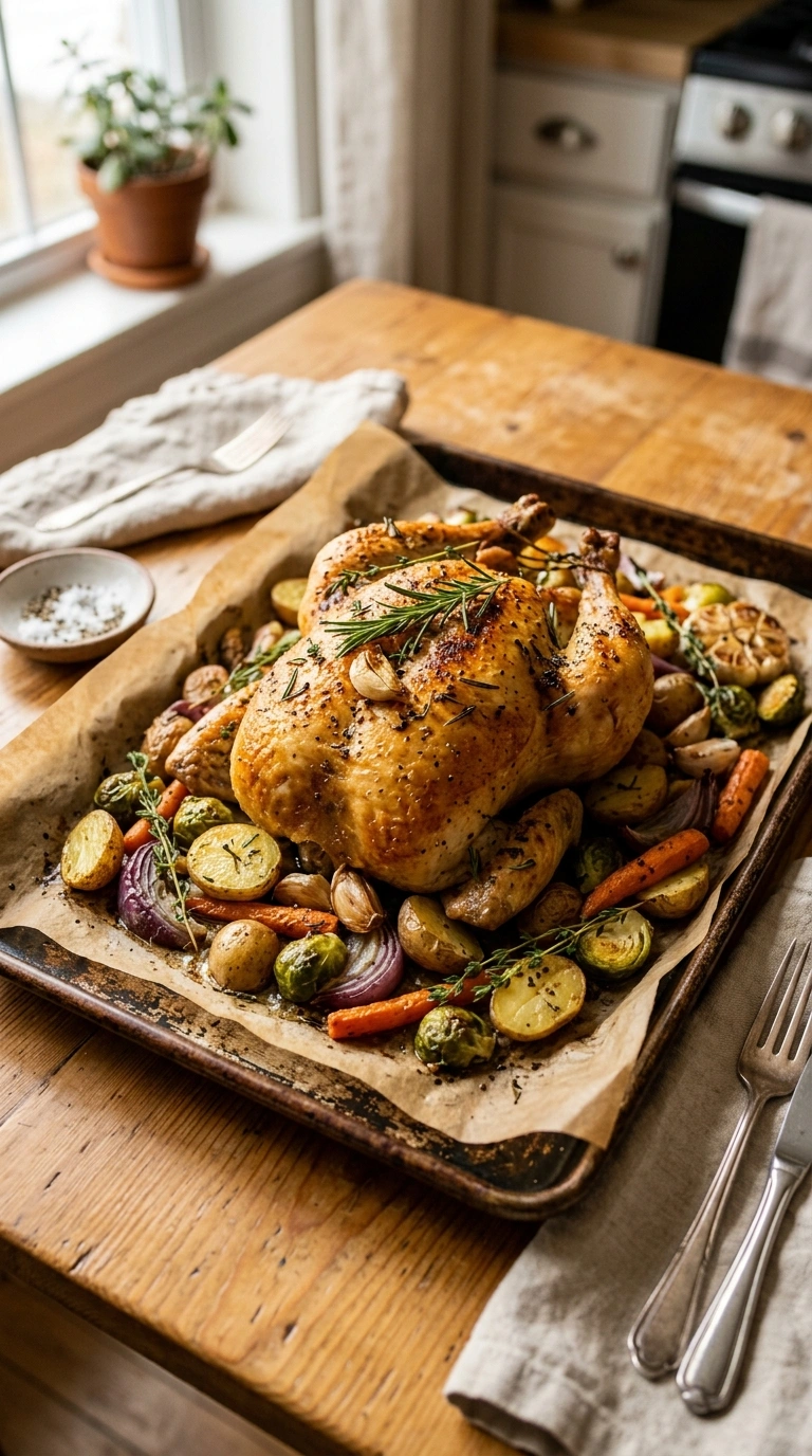 Cozy Garlic Butter Roasted Whole Chicken | 95-Min Cozy Fall Family