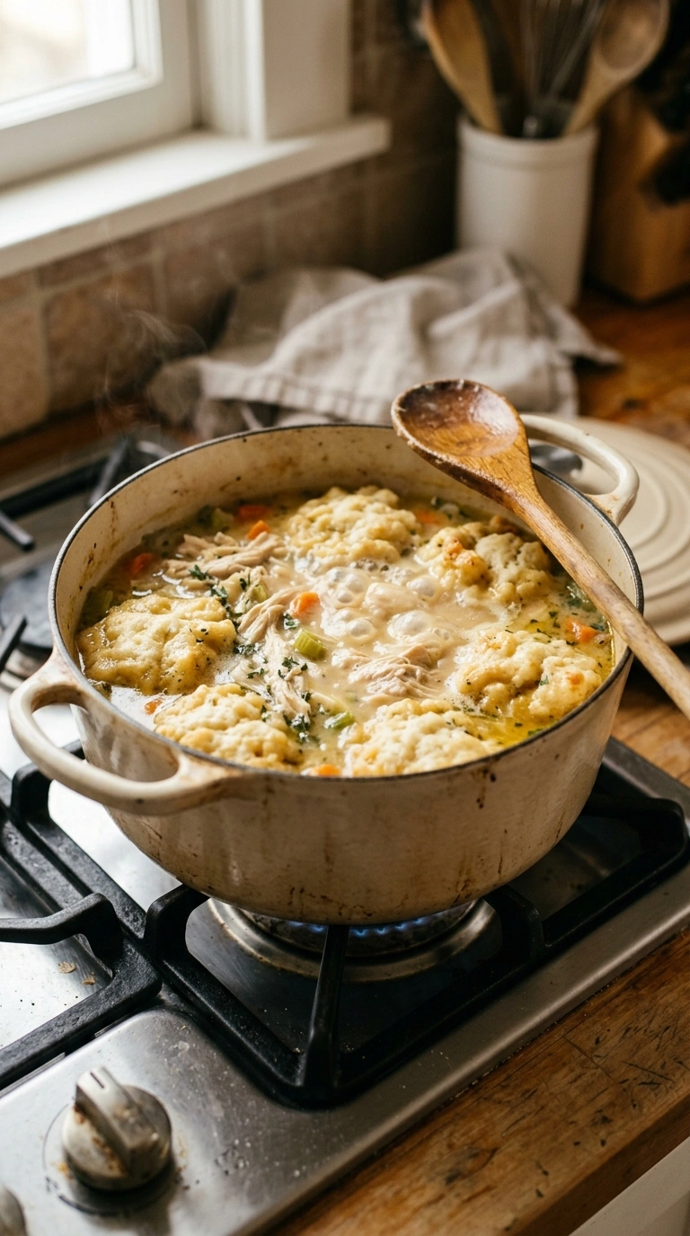 Cooking instructions for creamy hearty chicken and dumplings