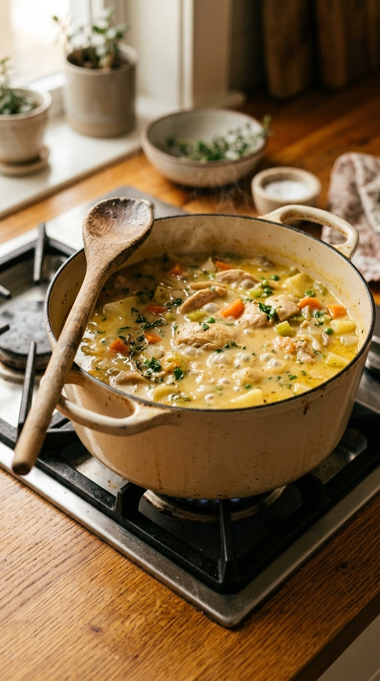 Cooking instructions for creamy hearty chicken stew