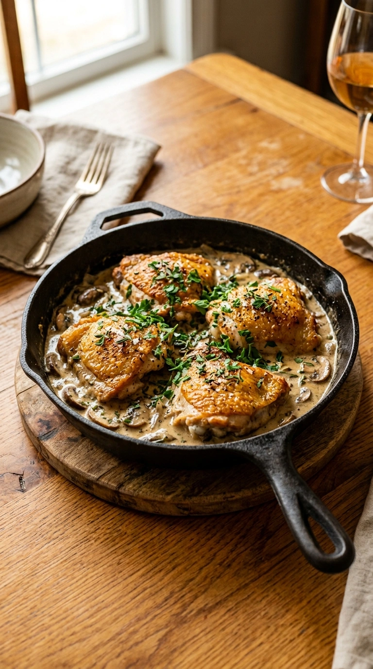 Cozy Fall Skillet Chicken Mushroom | 30-Min Hearty Family Fall Dinner