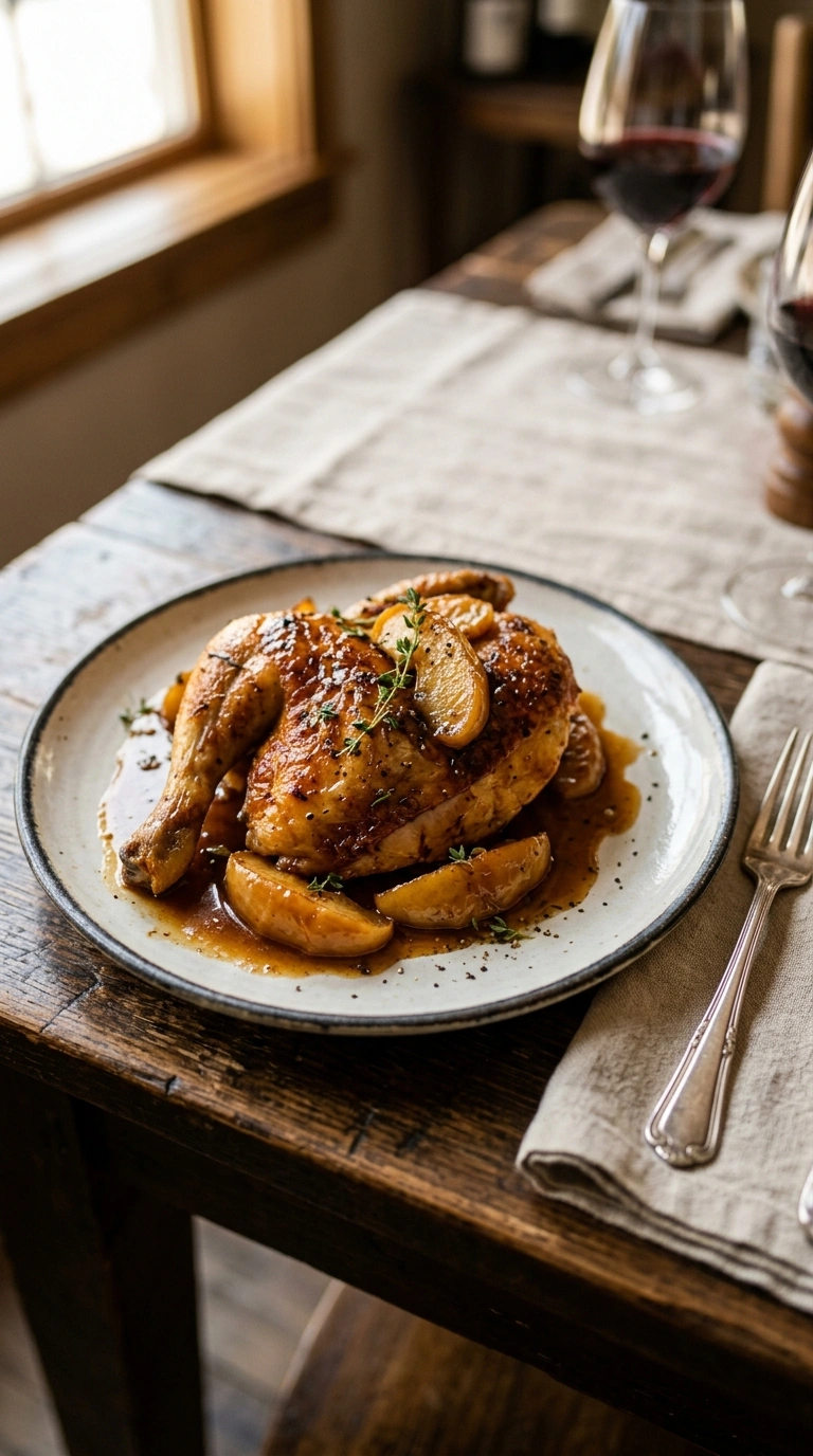 cozy fall skillet chicken apple ready to serve