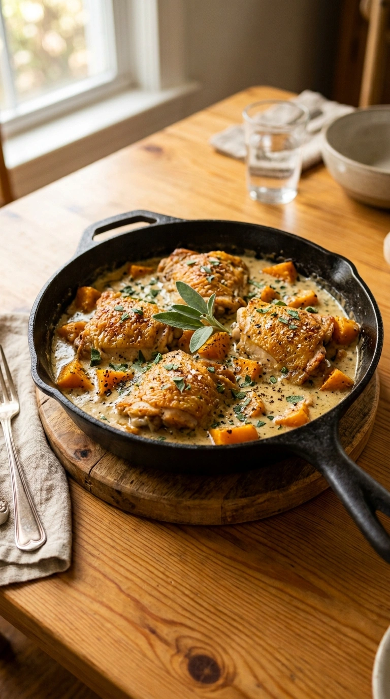 Cozy Fall Skillet Chicken Butternut | 40-Min Hearty Family Fall Dinner