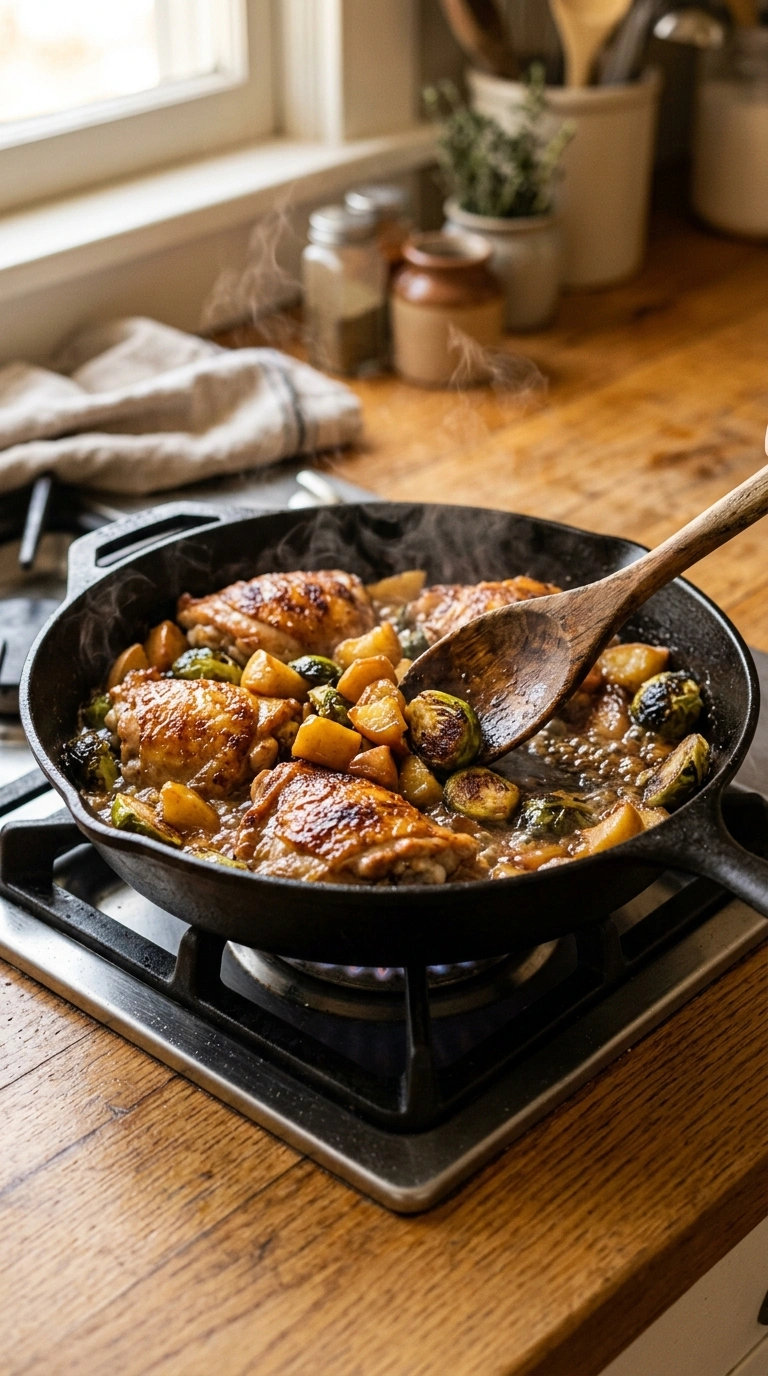 Cooking instructions for cozy fall skillet chicken maple glazed