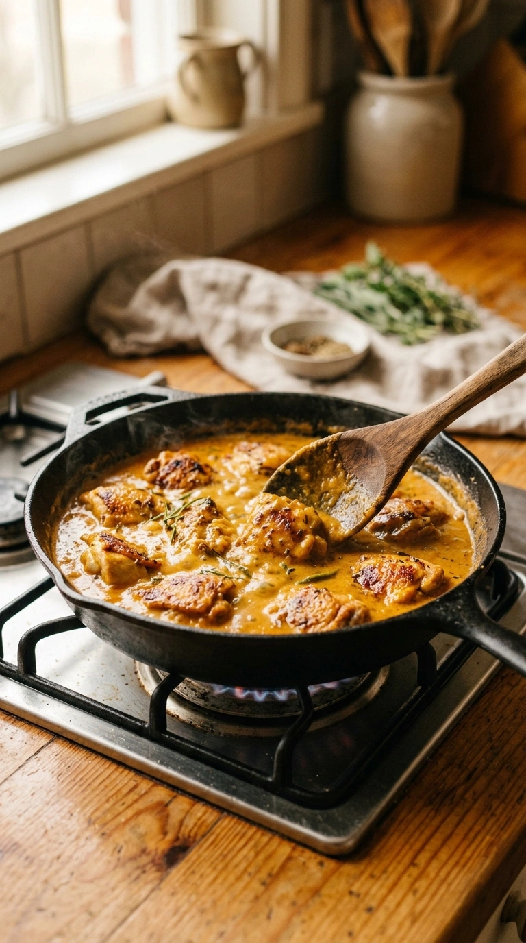 Cooking instructions for cozy fall skillet chicken pumpkin