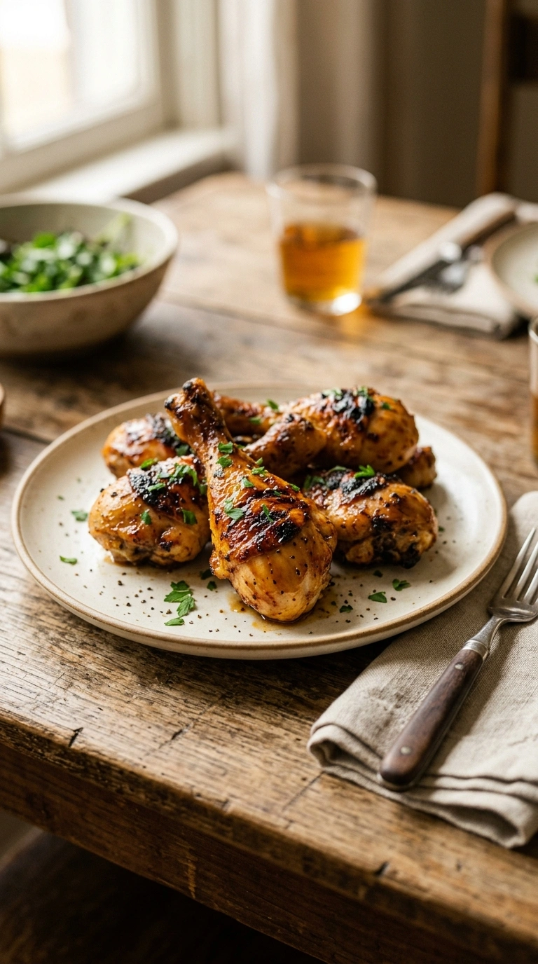 smoky juicy chicken drumsticks ready to serve