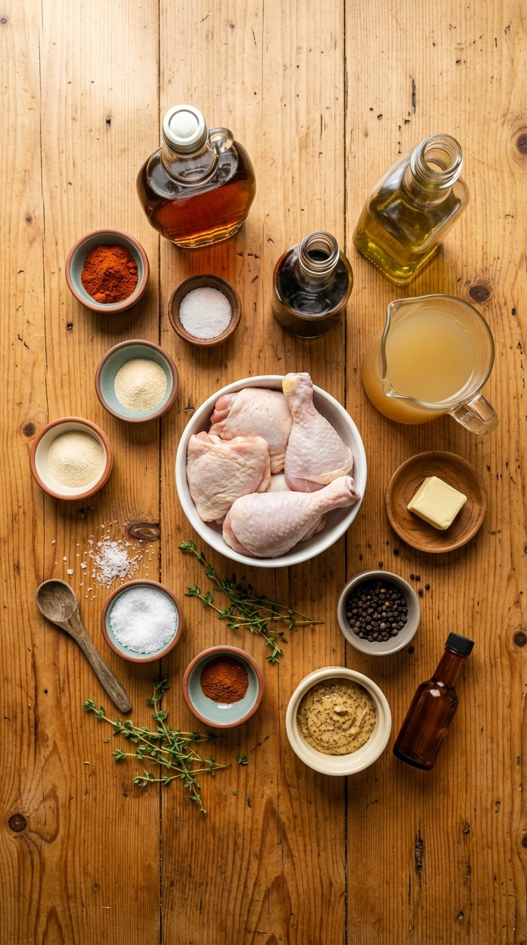 Ingredients for smoky juicy maple glazed chicken