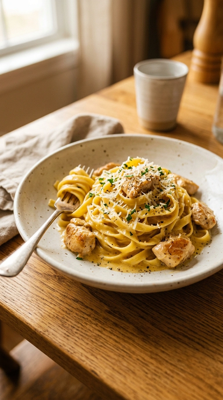 Garlicky Buttery Chicken Pasta | 30-Min Cozy Warm Hearty Family Dinner